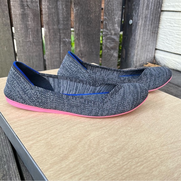 Rothy’s Grey Birdseye Pink Sole Round Toe Flats Sz 6 - Picture 5 of 15